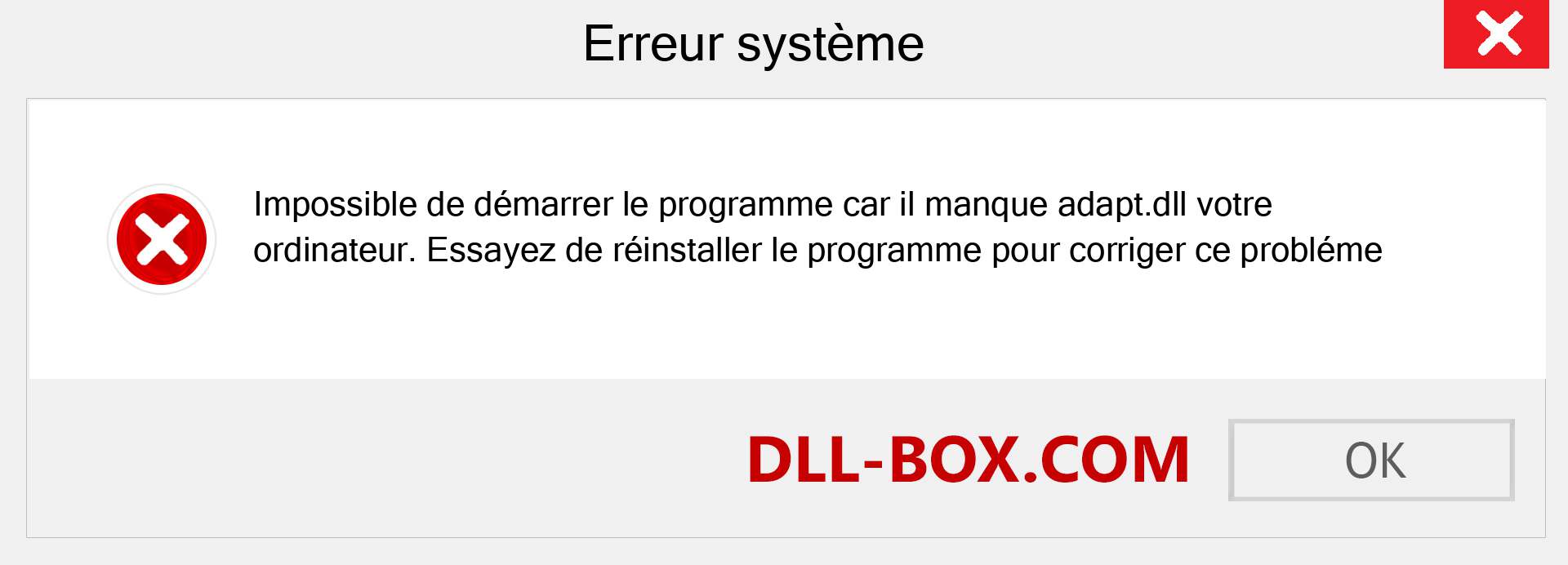 Le fichier adapt.dll est manquant ?. Télécharger pour Windows 7, 8, 10 - Correction de l'erreur manquante adapt dll sur Windows, photos, images